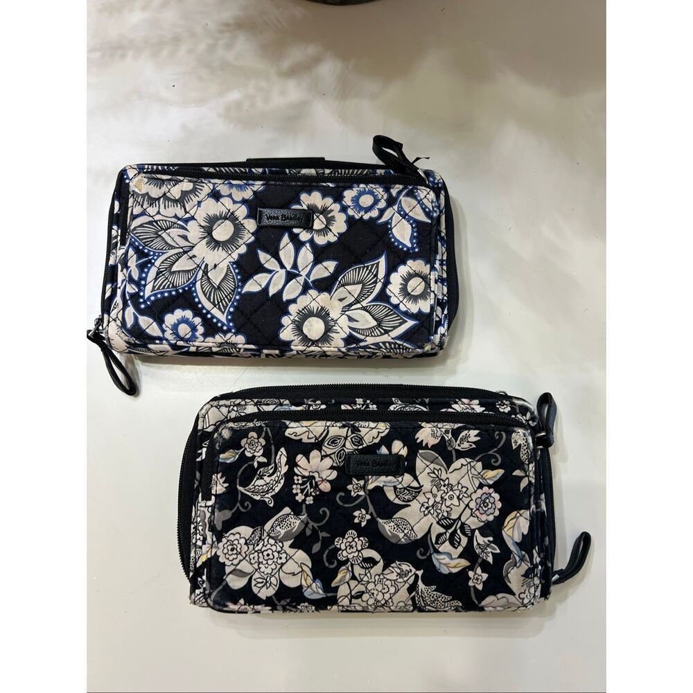 Set of 2 Vera Bradley Women's Snow Lotus Zip Around Wristlet Wallet Multicolor